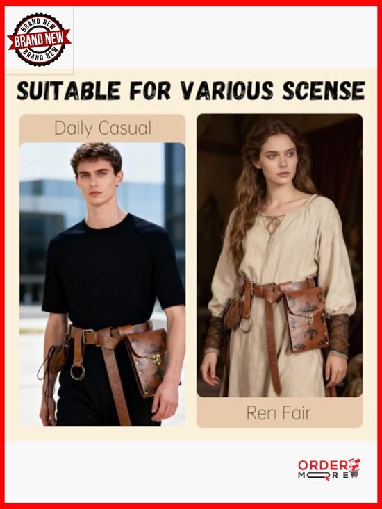 Medieval Belt with Pouch Bag - Costume Accessory for Festivals Cosplay